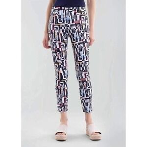 LISETTE L. Montreal Size 8 Pant Ellen Retro Print Slim Ankle Pull On Stretch
